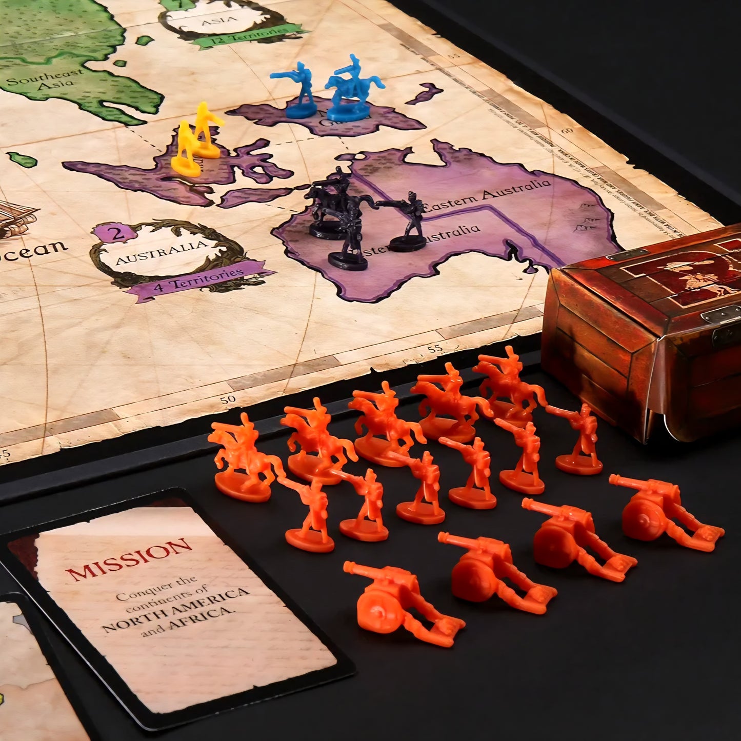 Risk Game, Strategy Board Game; Updated Figures Improved Mission Cards; War Crates; for Children Aged 10 and Up, 2-5 Players