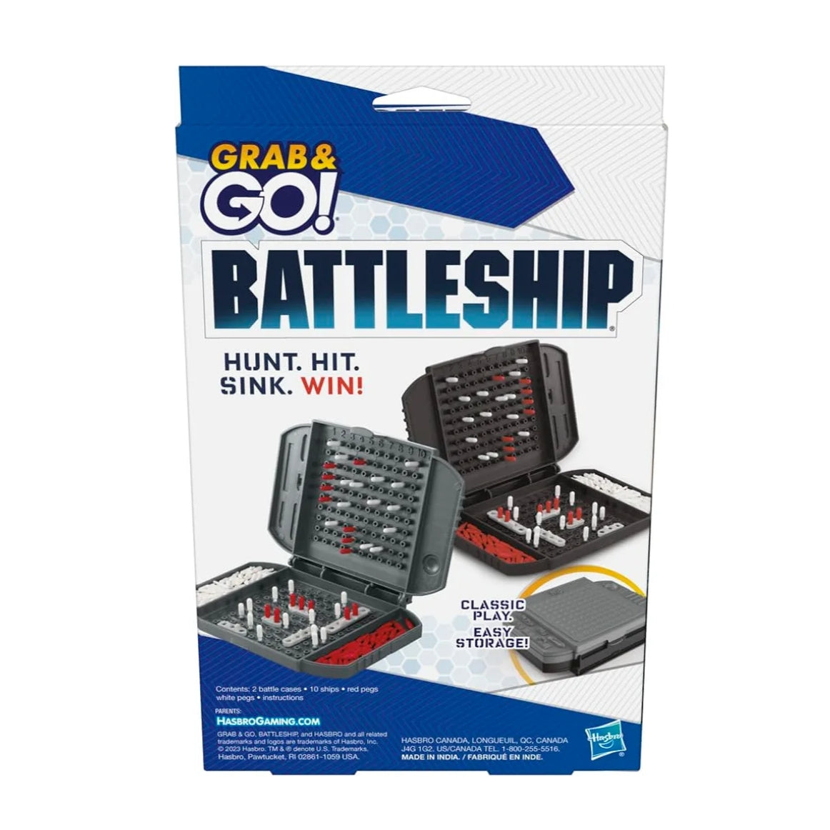 Gaming Battleship Grab and Go Game for Ages 7 and Up, Portable for 2 Players, Travel Play for Kids, Birthday Gift for Kids