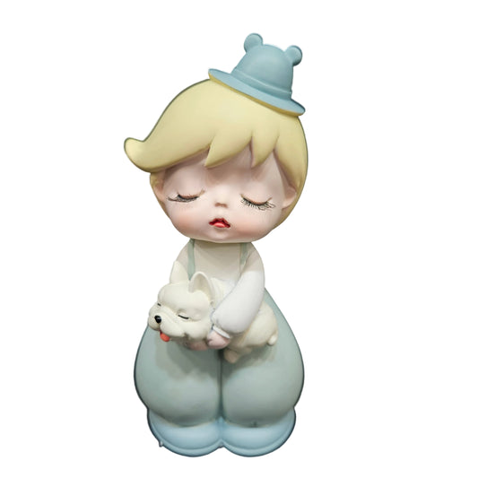 Polyresine Angel "The Little Prince with a dog in his arms" Showpiece Figurine