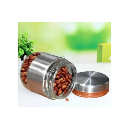 2 Pieces , Airtight stainless steel Glass Jar Food Storage Container
