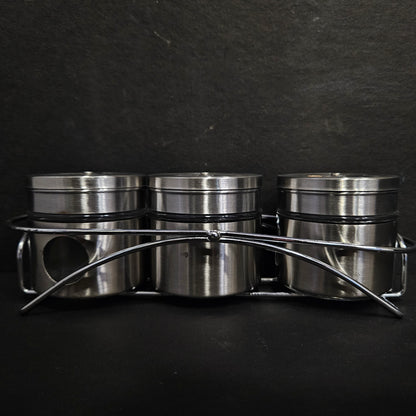Cruet set 3 pieces salt&Pepper stainless steel Jars with metal rack