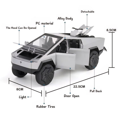 Tesla Cybertruck Model Collection Enthusiasts Toy Pull Back Pick-Up Truck with Sound and Light Toys for Kids Gift