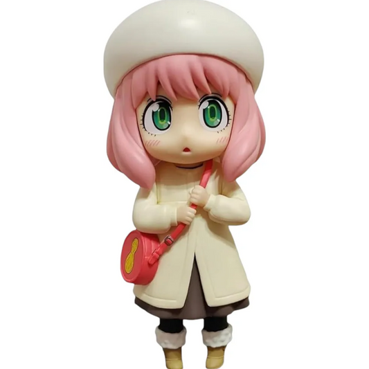 Anya Forger White Winter Dress with Round Sling Bag Action Figure  Premium Spy X Family Anya Anime Figure for Home, Desk, and Table Decor | Gift for Friends, Family and Anime Fans