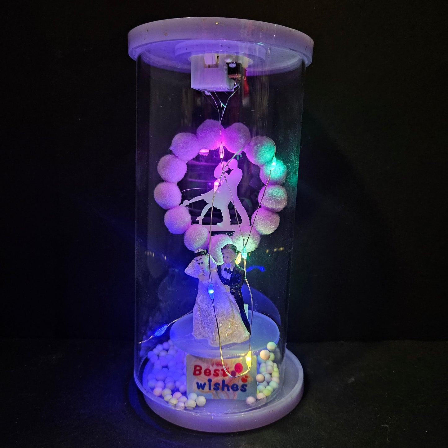 Wedding couples in Dancing posture Figurine with lighting in a glass capsule