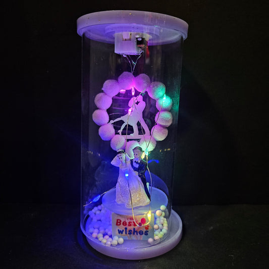 Wedding couples in Dancing posture Figurine with lighting in a glass capsule