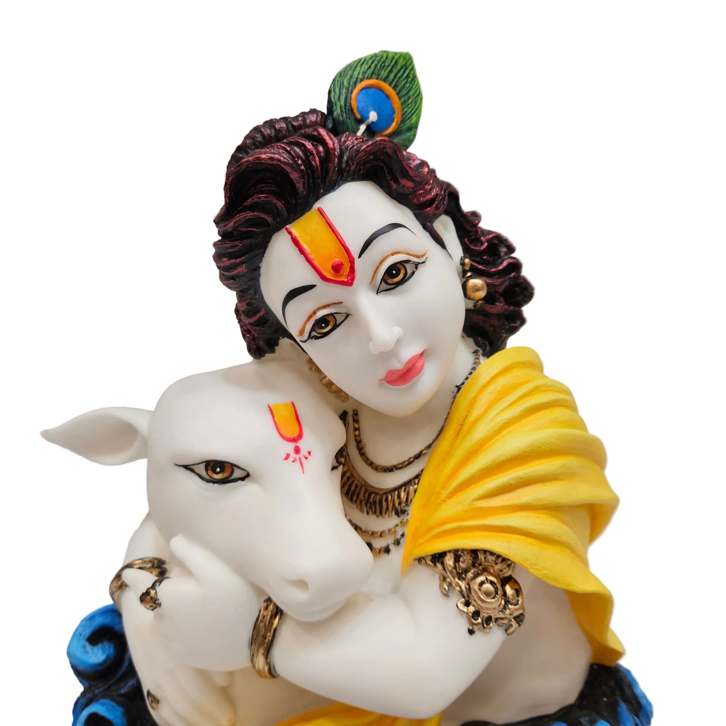 Handcrafted Lord Krishna statue made from marble dust or polyresin idol for Office/home decoration