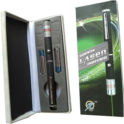 Green laser pointer. It is commonly used for presentations, astronomy, and lectures due to its visibility, even over long distances.