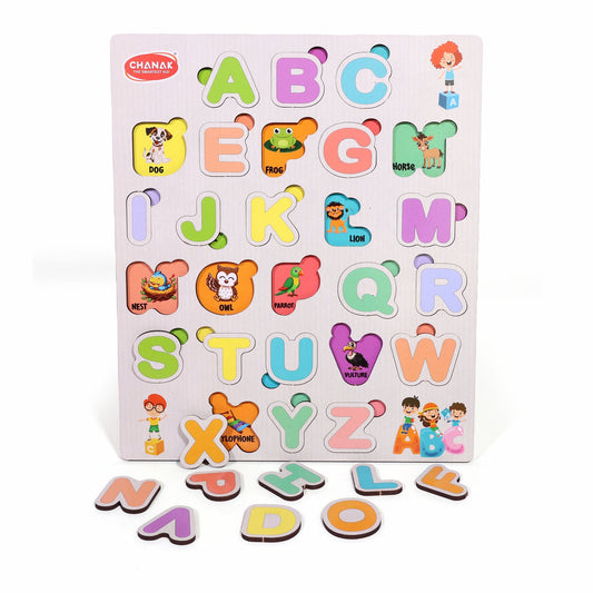 Chanak Wooden Educational Puzzle,Alphabets Montessori Learning Set for Toddlers & Preschoolers Age 2+