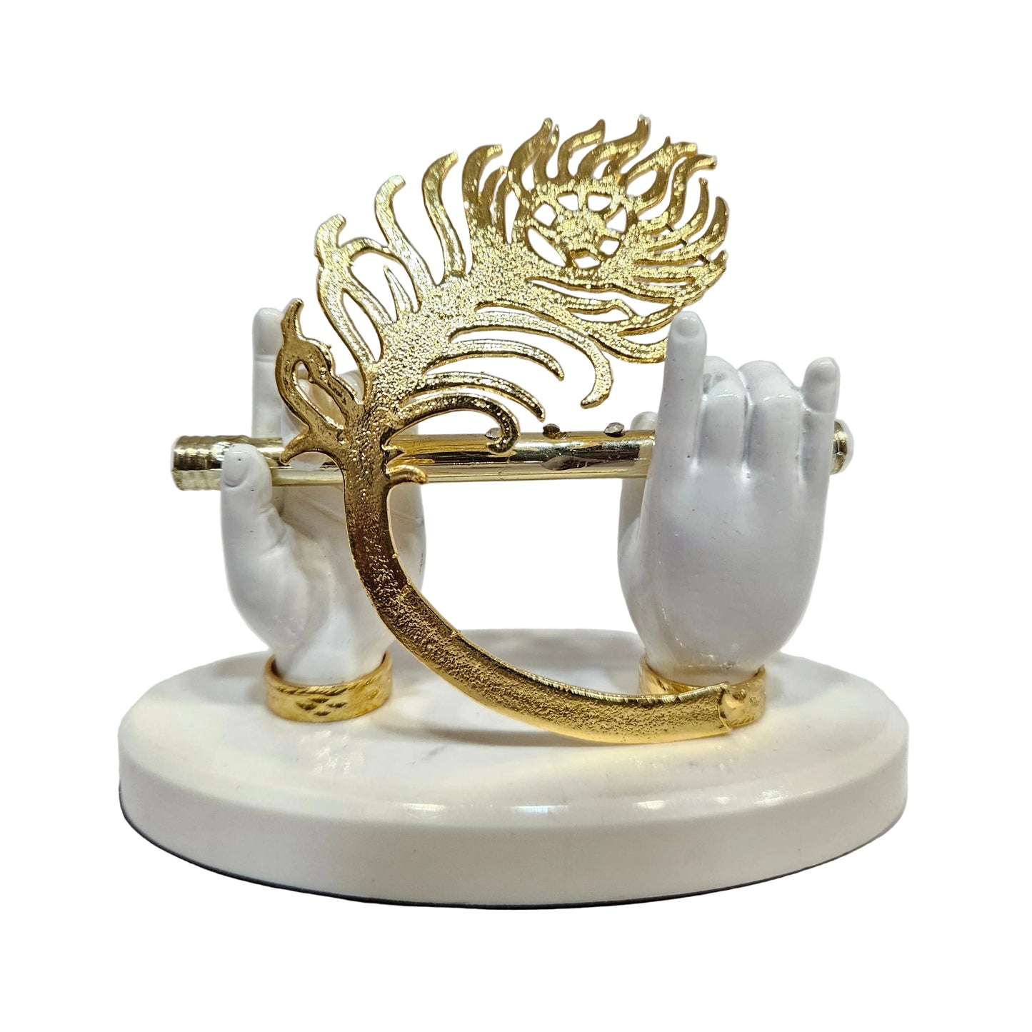 Lord Krishna Hand Idol with Flute,Face and Peacock|Statue for Gifting Home Decorative Showpiece