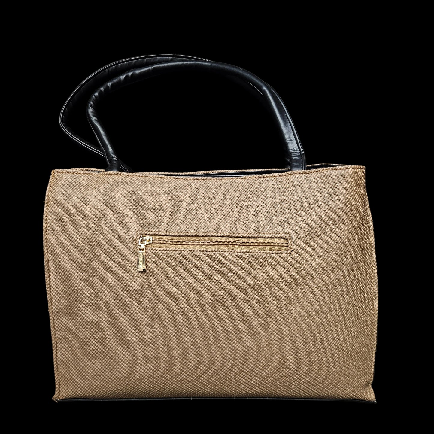 Large PU Leather Tote Handbag, Beige with Brown Trim, Lightweight Classic Shoulder Bag for Women, Dual Handle Office Work