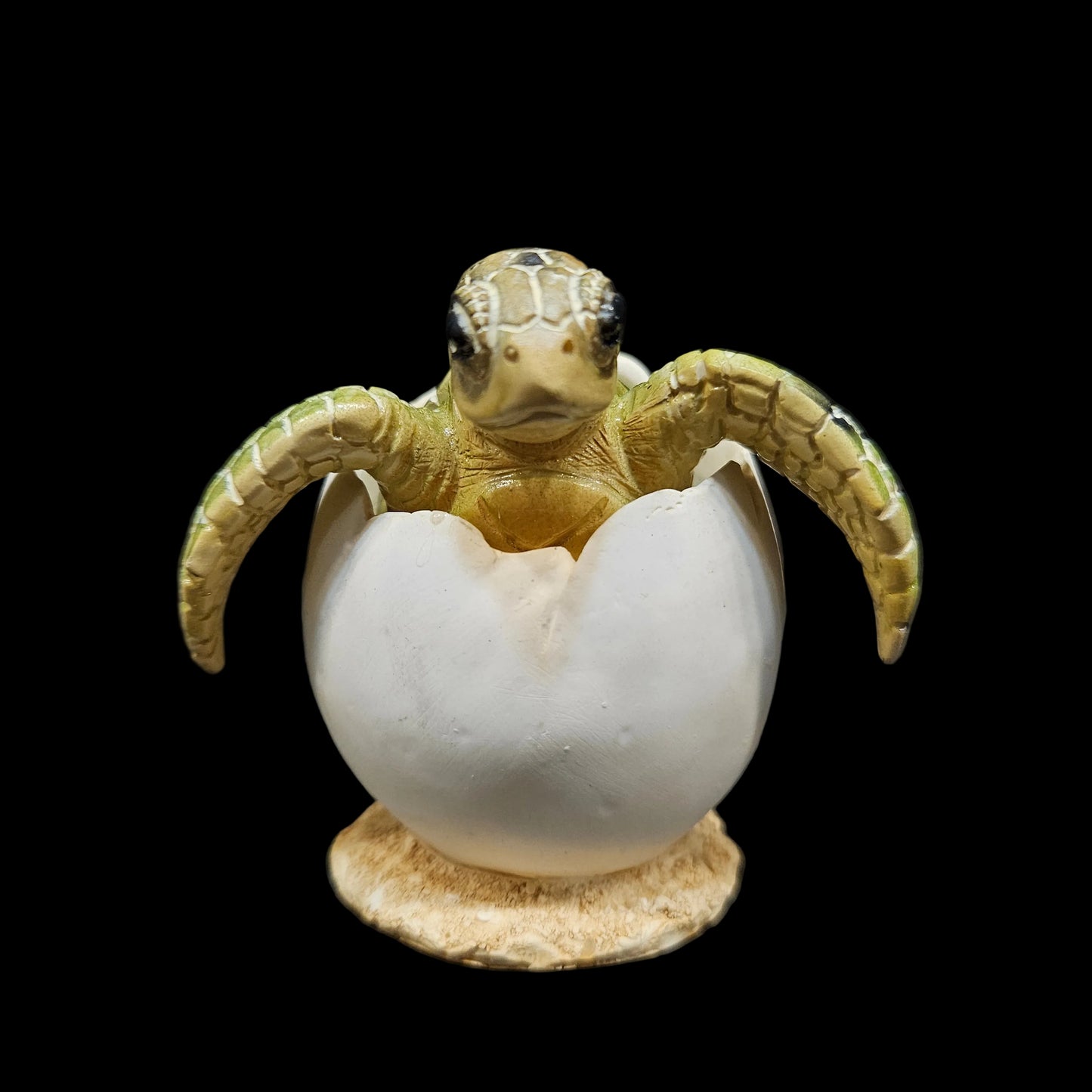 Adorable Baby Sea Turtle Hatching from Egg Tall Figurine
