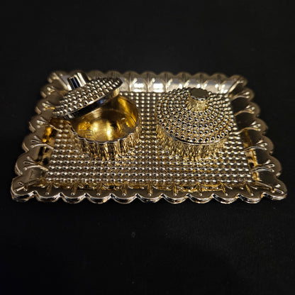 Rectangular Shaped kum kum tray with slots with Lids for haldi & marriage Return Gifts