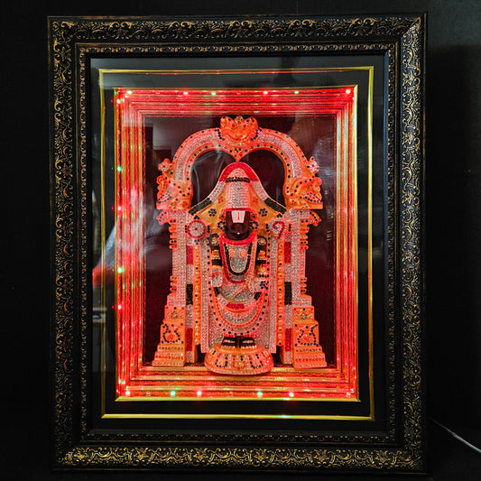 Tirupati Balaji decorated with attractive stones,slokam & multi colour lighting Cabin idol perfect for Marriage gifting,house warming