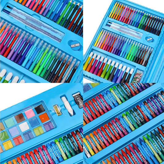 BTS ICONS OF K-POP" 208-piece art set Become a master artist .Includes all the essentials for drawing, coloring, and painting, such as markers, watercolor pens, oil pastels, and more. Perfect for fans