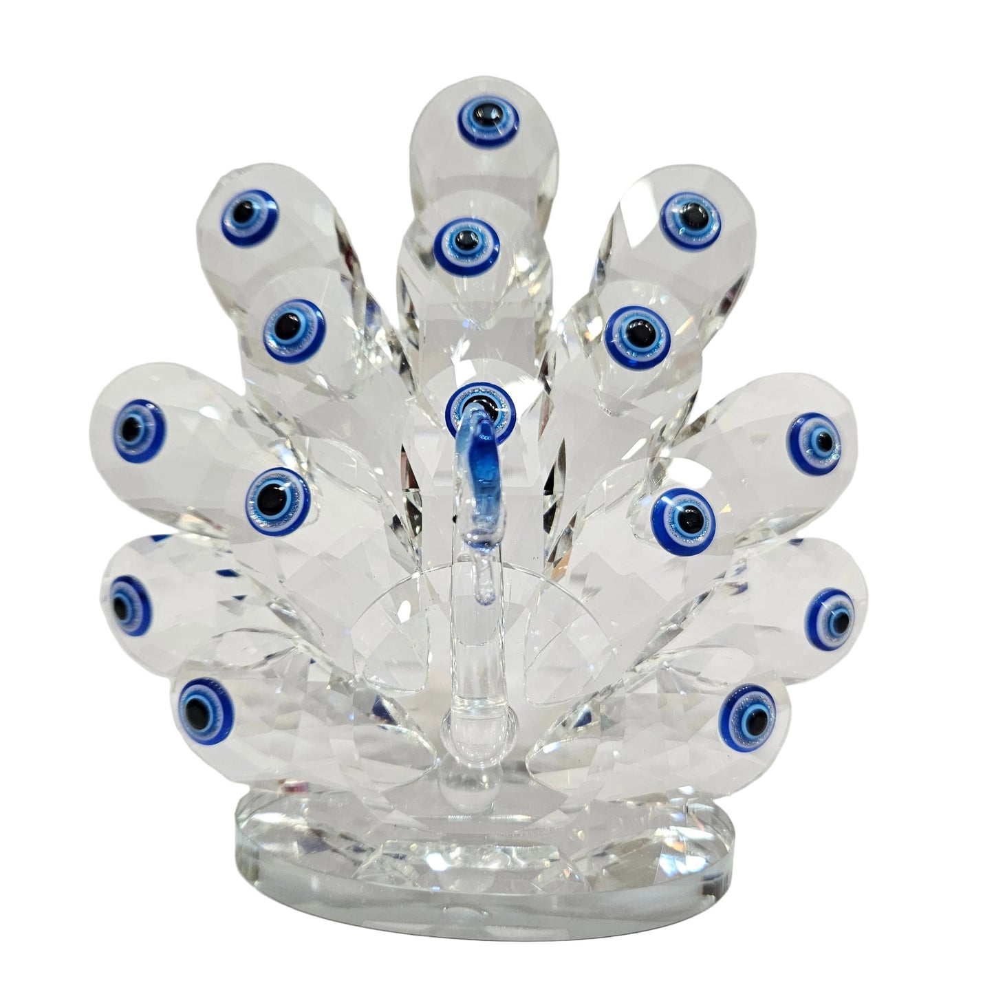 Crystal Peacock Showpiece| Evil Eye Crystal Peacock for Home Decor | Peacock Transparent Glass Showpiece Unique & Fancy Glass Peacock Showpeice
