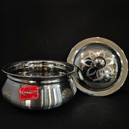 Stainless Steel Round storage box with Floweral Designed lid perfect for Return gifting purpose