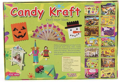 Candy Kraft Hobby Kit. Learn Creativity, Art and Craft, Best Out of Waste with ice-Cream Sticks Gifting Game for Kids Both boy and Girl Above 5 Years Old.