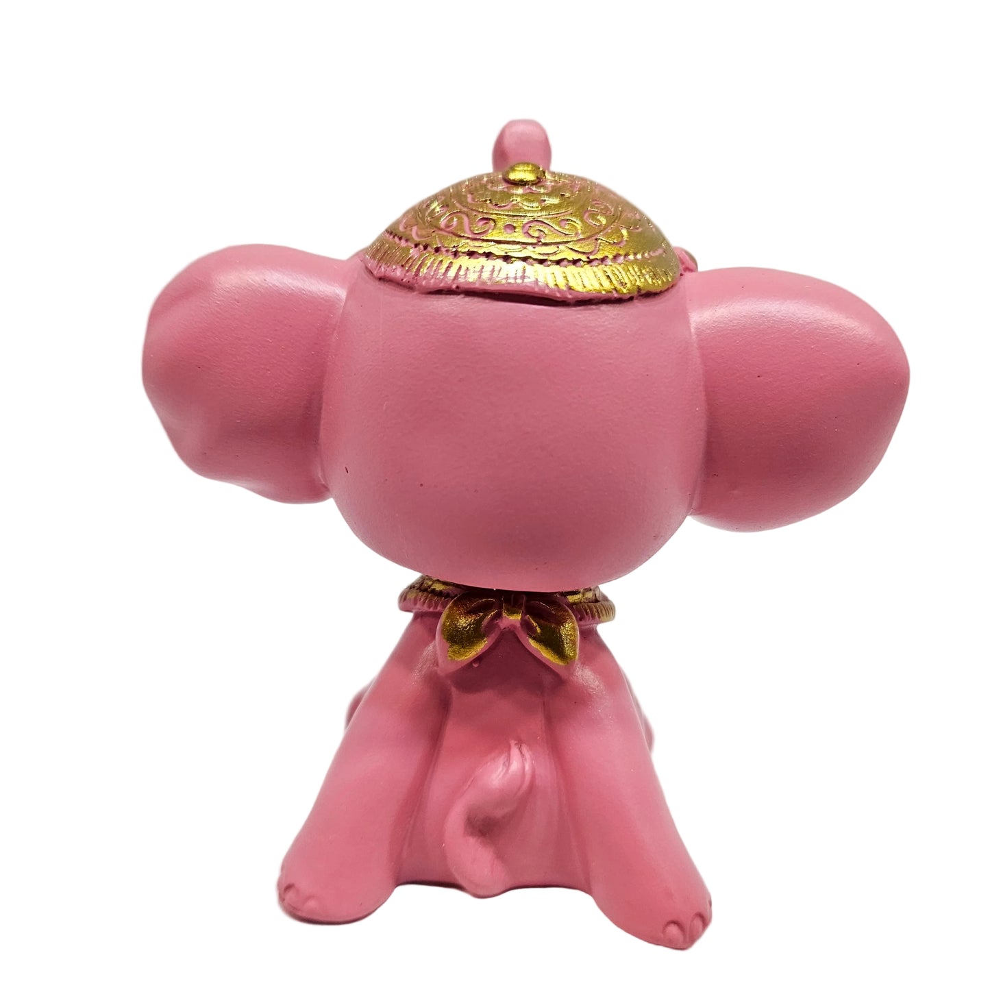 Cute Elephant Shaped White Pink Resin bubble head Dashboard Showpiece Figurine