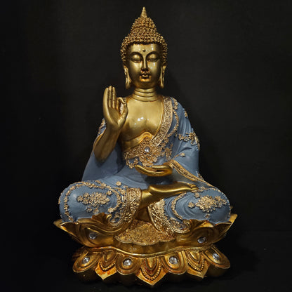 Lord Buddha with attractive stones designe sitting on lotus for home & Pooja room decor