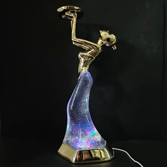Decorative lady candle Holder with multi colours night lamp