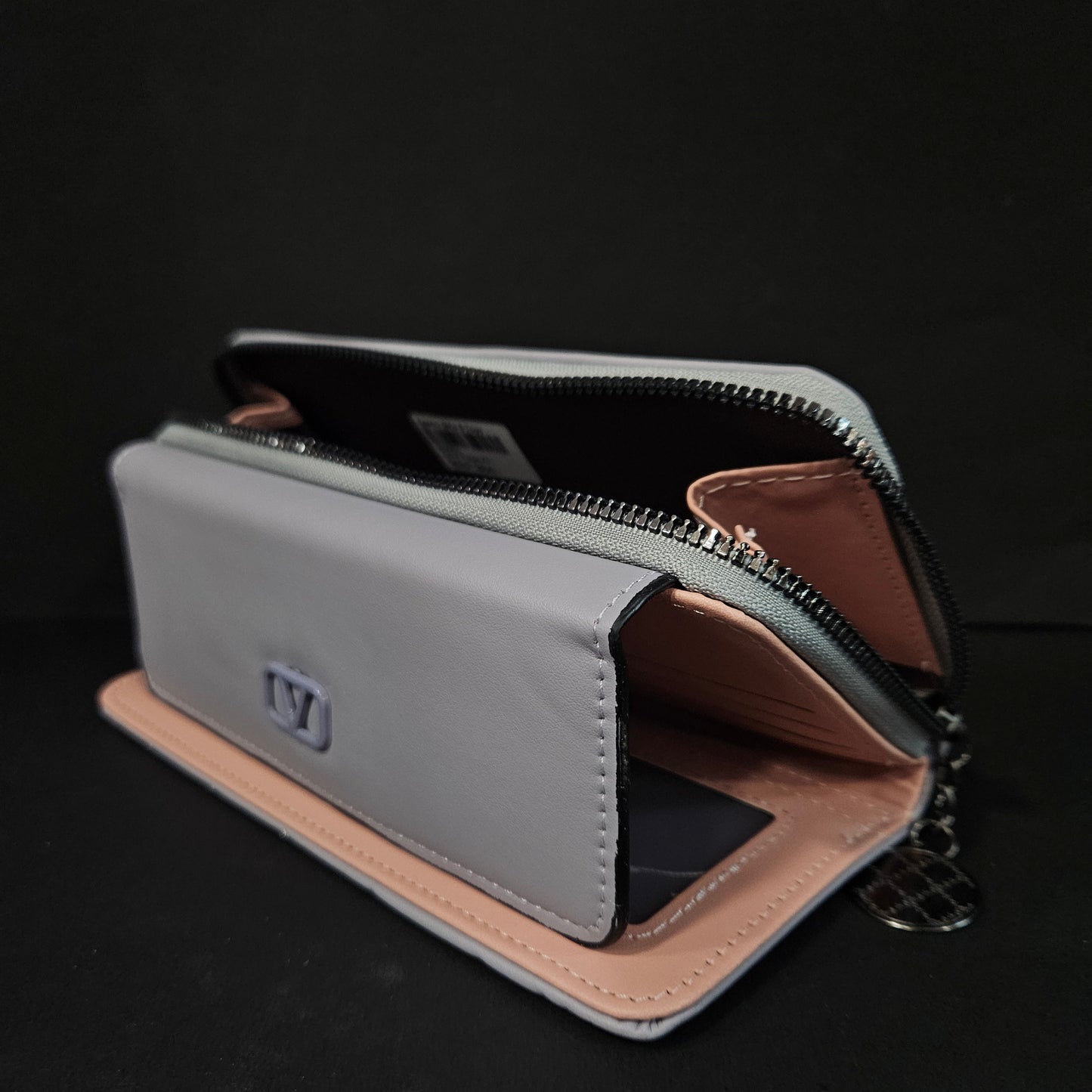 Leather Thin Slim Wallets for Women with magnetic clip & Zipper