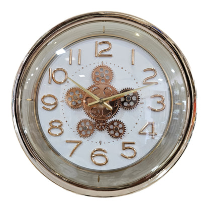 Acrylic-Time Sync Designer Analog Wall Clock|with Moving Gear Mechanism|White Silent Sweep Noiseless