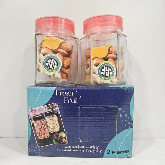Fresh Fruit 2 pieces glass storage containers with Airtight Lid for multi storage purpose