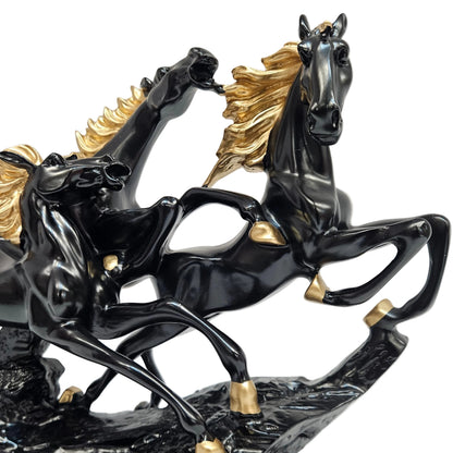 Polyresin Three Running Horses Animal Figure Statue – Dynamic Showpiece for Living Room, Office, Home Decor