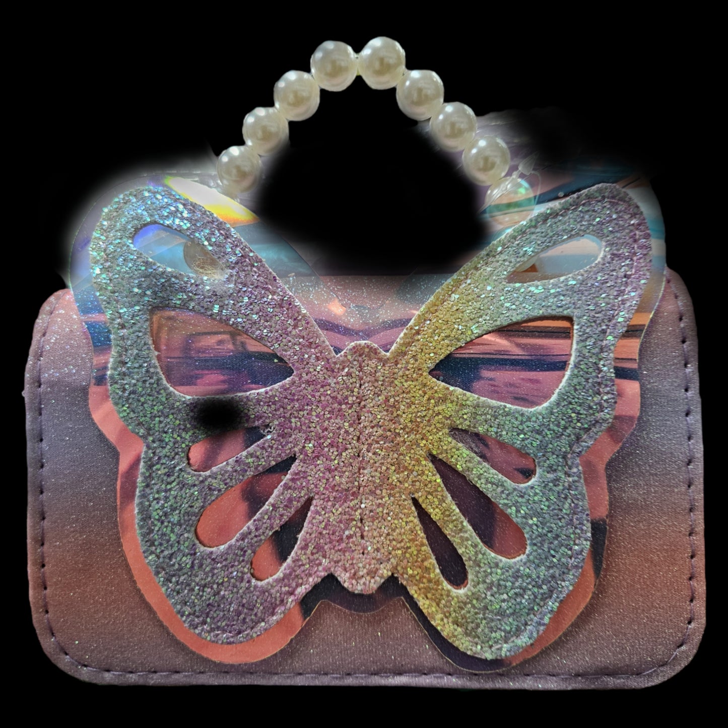 Butterfly glitter finishing trendy fancy sling bag for kids