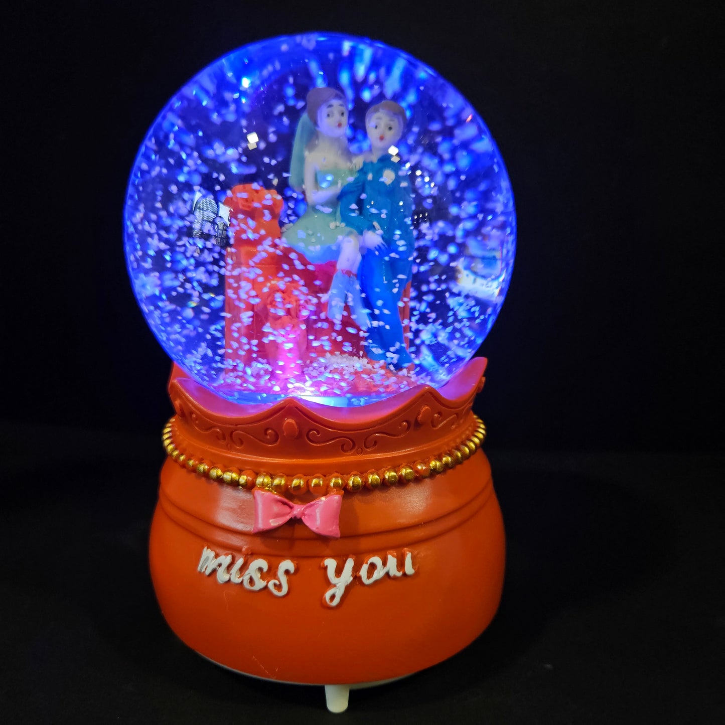Beautiful Couple's Round glass with tune  miss you and Rounding gift perfect for couple gifting