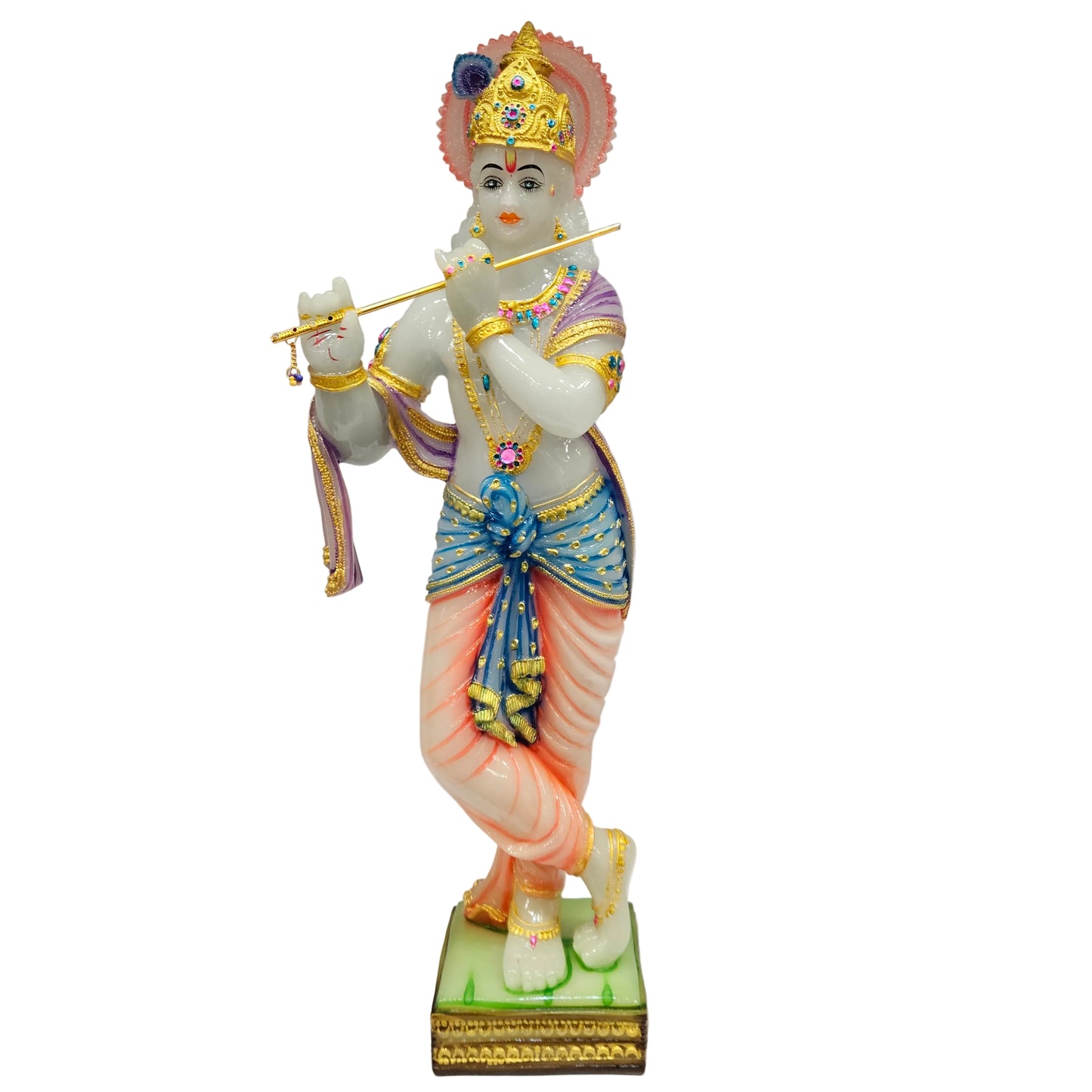 Polyresin Krishna Statue, Traditional Hand-Painted Figurine,Spiritual Home Decor, Temple Worship Idol