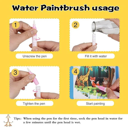 Magic Quick Dry Water Book Reusable Colouring Water Doodle Book self-Drying with Water Pen for Kids Drawing Practice Book for Toddlers, Return Gifts, Birthday Party