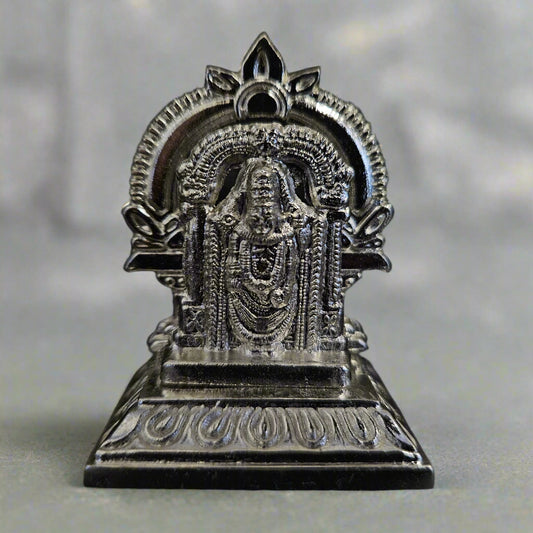 India Lord Tirupati Balaji Black Idol with Golden Jewelry Work Balaji Idol for Car Dashboard Venkateswara Swamy Murti for Home Srinivasa Statue for Mandir