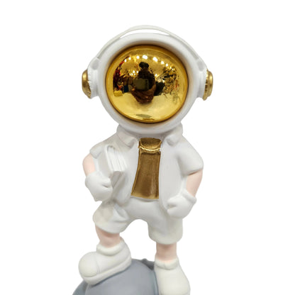 Astronaut Standing on ufo Figurine, Handmade Space Decor Resin Statue, Showpiece for Home, Office Desktop, Living Room