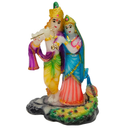 Shree Radha Krishna Idol | Marble Powder Murti for Home Temple, Office & Pooja Mandir | Figurine for Janmashtami, Worship & Festive Gifting