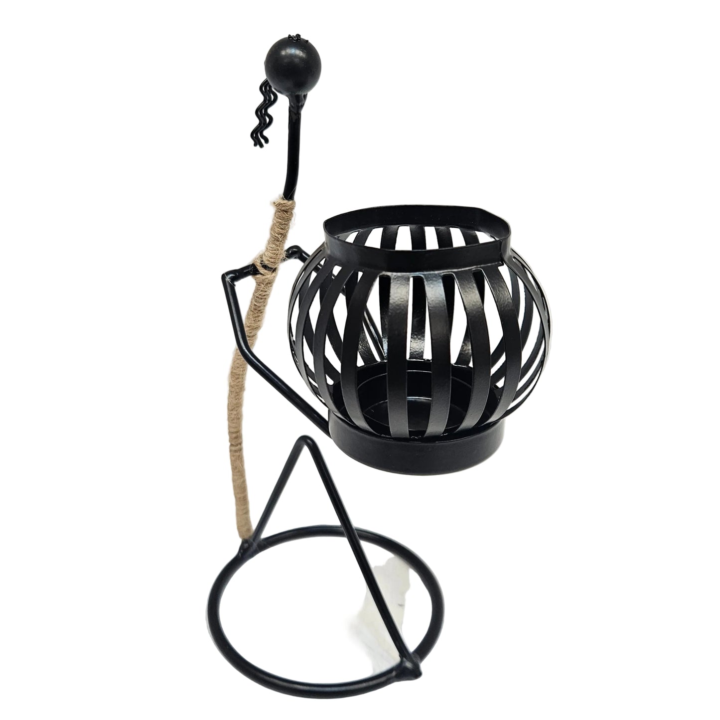 Modern Metal Tealight Candle Holder Black Decorative Candle Stand for Home Décor | Tabletop & Wall Hanging Diya Holder | Festive & Living Room Decoration