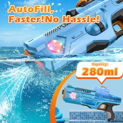 Electric Water Gun for Adults Kids,High Powered Water Blasts with Light,Powerful Automatic Squirt Gun, Auto Refill Long Range,Pool Party Swimming Outdoor Summer Toy Game for Boy Girl