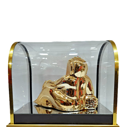 Imported 24carat Gold Plated Cabin Idol with stones Decorated of Ganesha with Full Decorate for Puja Room Or Home Decor