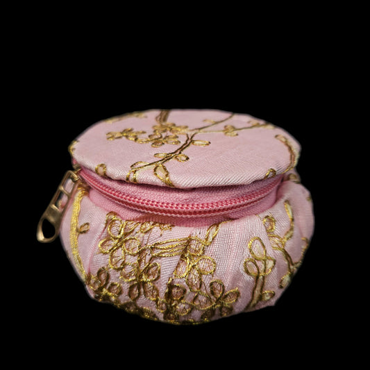 Designer Embroidered Zipper box Cosmetic Necklace Earrings Vanity Jewellery Organizer for Women's
