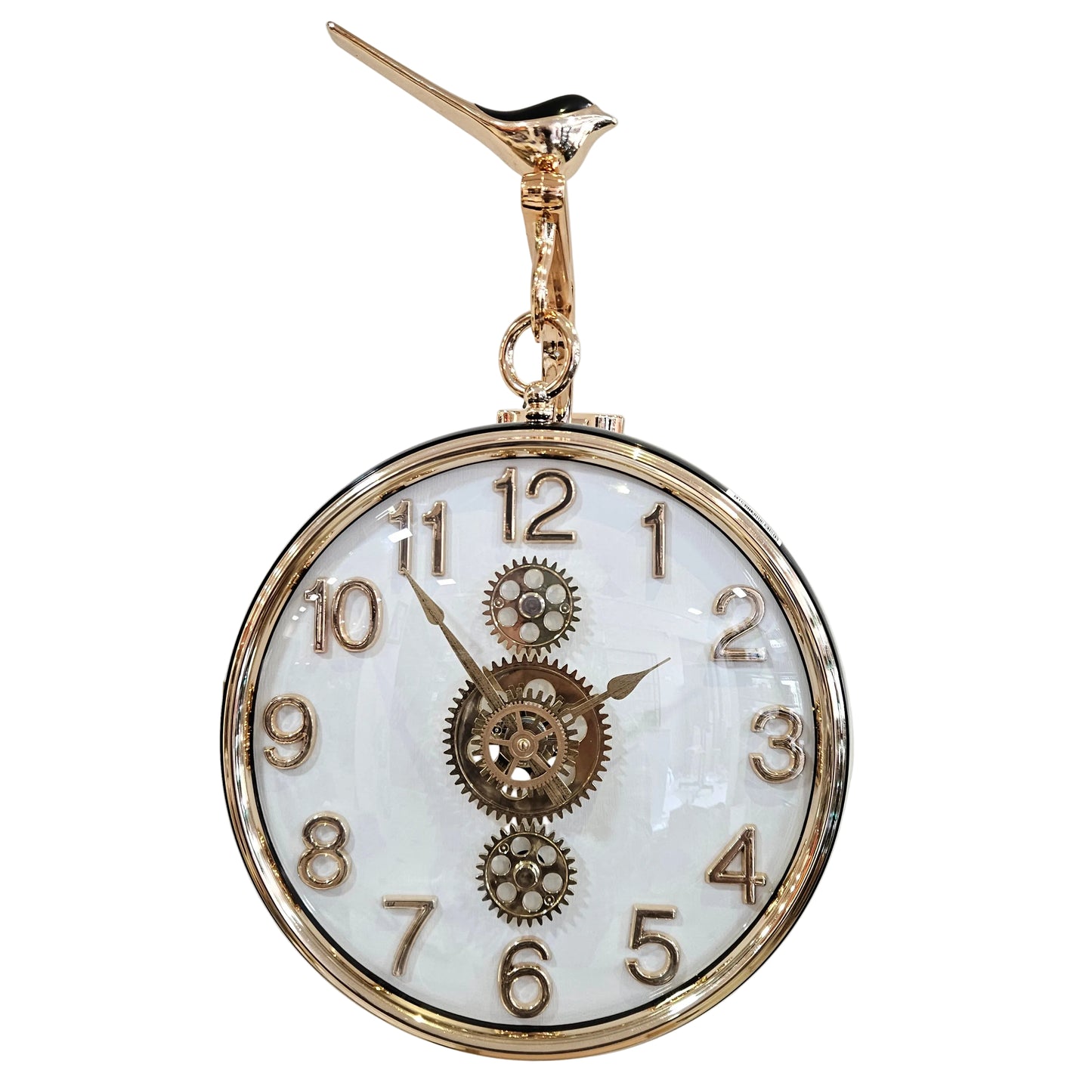 Silent Hanging Double Sided Wall Clock Two Faces Moving Gear Stylish Analog & Roman numerals Analog Latest Wall Clock station Clock for Hallway Office & Home Decor