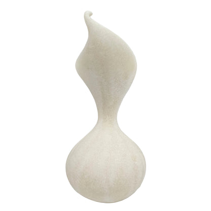 This abstract polyresin showpiece features a white sanded finish and a gold sphere