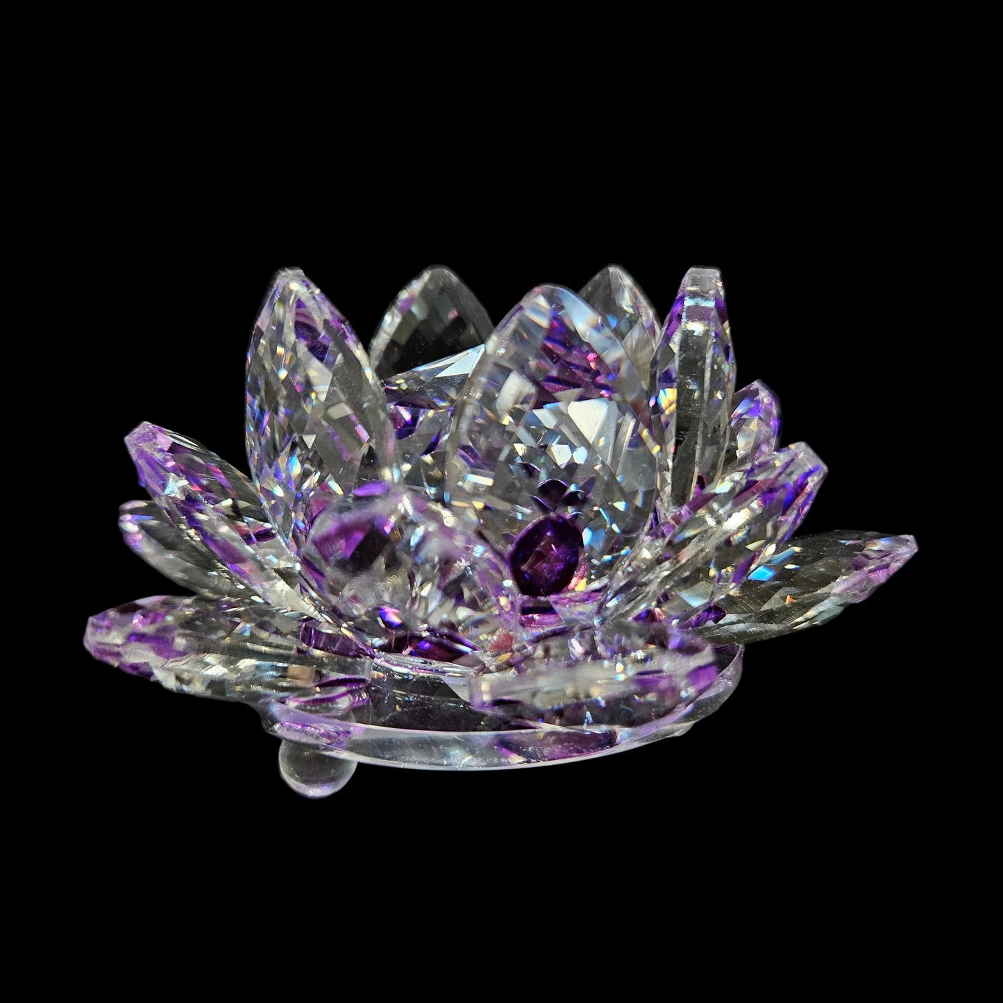 Crystal Purple Hue Reflection Crystal Lotus Flower with Gift Box