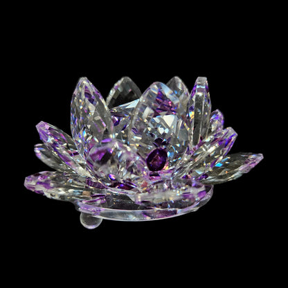Crystal Purple Hue Reflection Crystal Lotus Flower with Gift Box