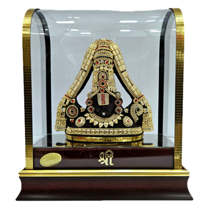 24 carats gold plated Balaji Idol in transparent protective cabin with attractive decorative stones designed Statue Showpiece