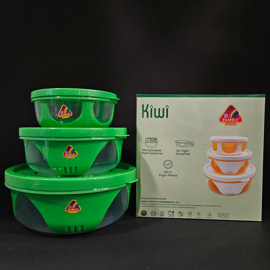 Family Plastics Kiwi Fabulous Food Containers to Store Smarter Bpa free 3 piece set storage container for Return gifting purpose