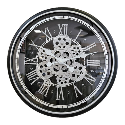 Industrial Retro Moving Gear Cog Wall Clock | Steampunk Vintage Style Wall Clock | Silent Wall Clock Antique Round Clock