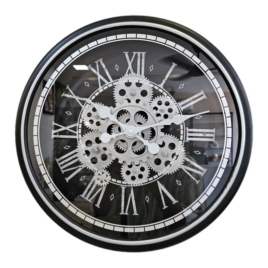 Industrial Retro Moving Gear Cog Wall Clock | Steampunk Vintage Style Wall Clock | Silent Wall Clock Antique Round Clock