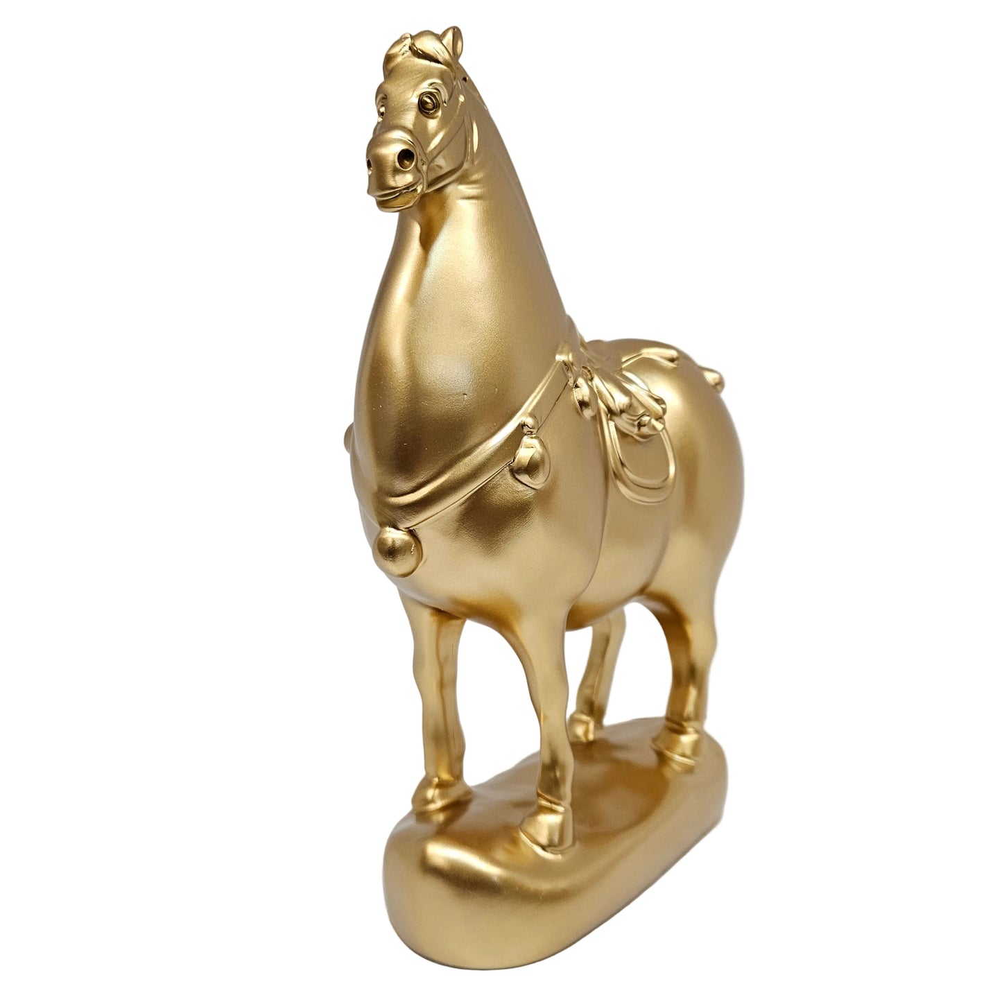 Golden Tang Dynasty style horse sculpture, commonly used for tabletop Decoration