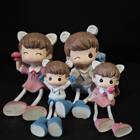 Cartoon Resin Outseam 4pieces set Dolls Hanging Feet Doll Home Wall Decoration