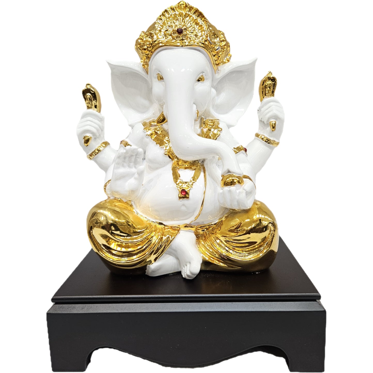 Premium Polyresin Ganesha Murti Metallic Gold & Marble Finish Ganpati Idol for Home Temple, Vastu Decor & Festive Gifting